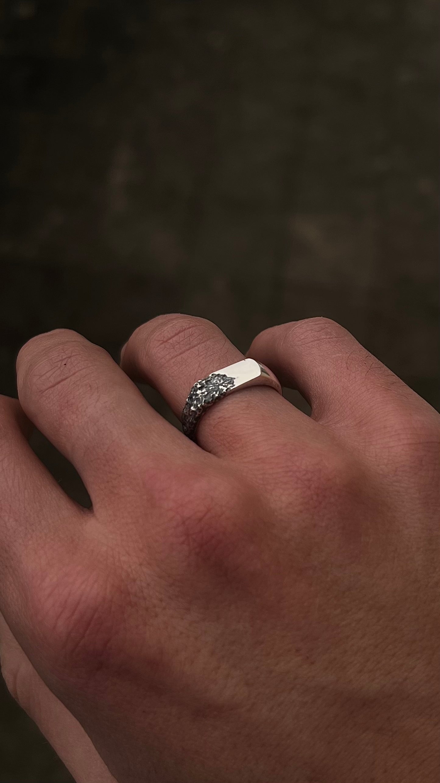 Chevalière brut pour homme en argent, 925 carré