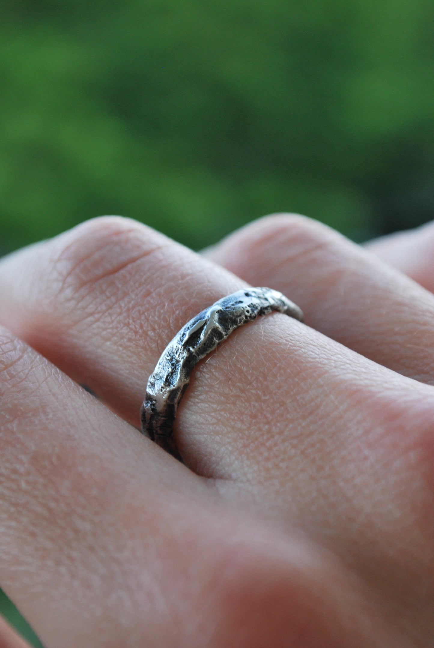 Bague organique pour homme en argent, bague homme, argent 925