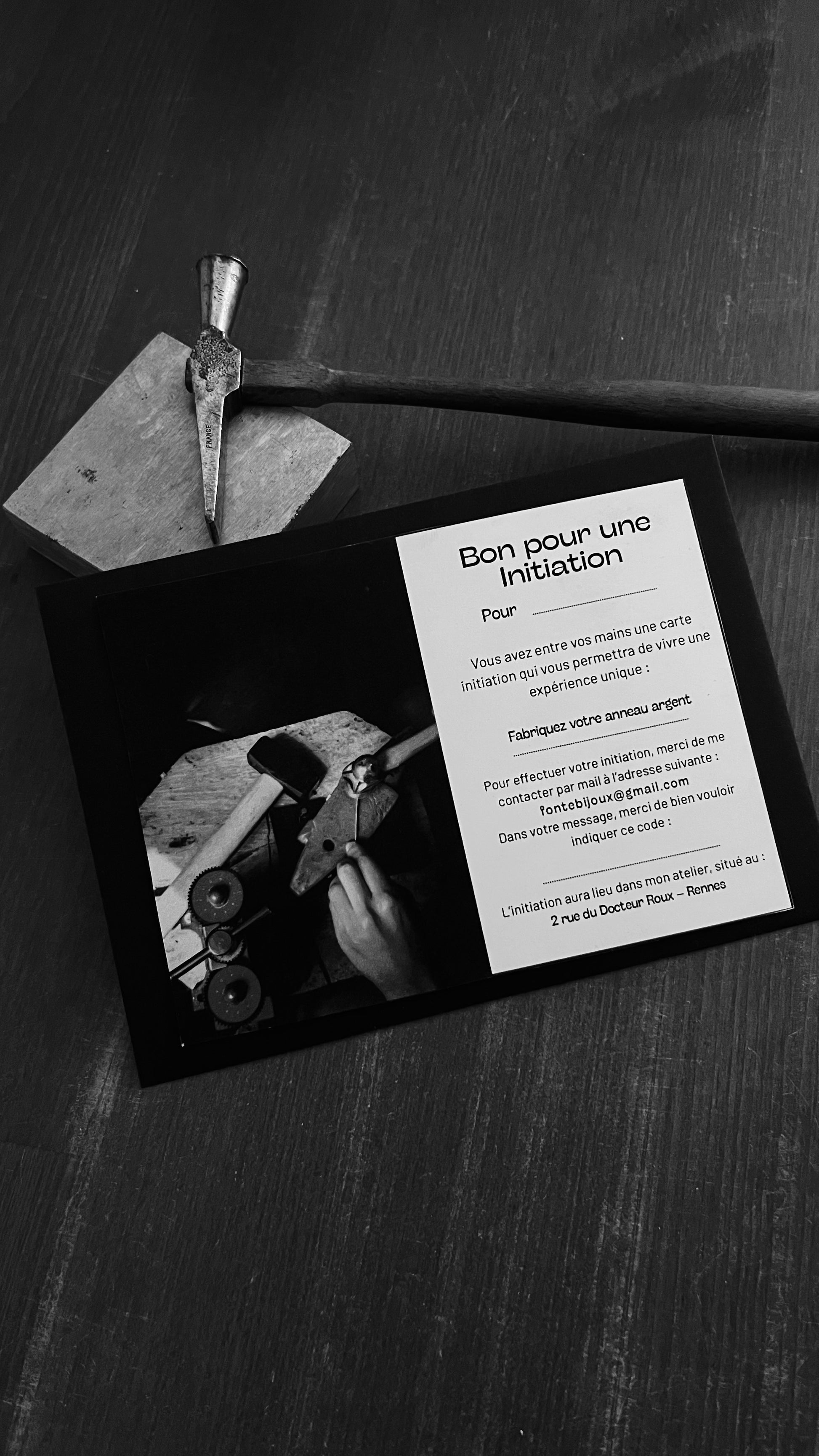 Carte cadeau initiation bijouterie à Rennes fabriquer votre bague en argent 