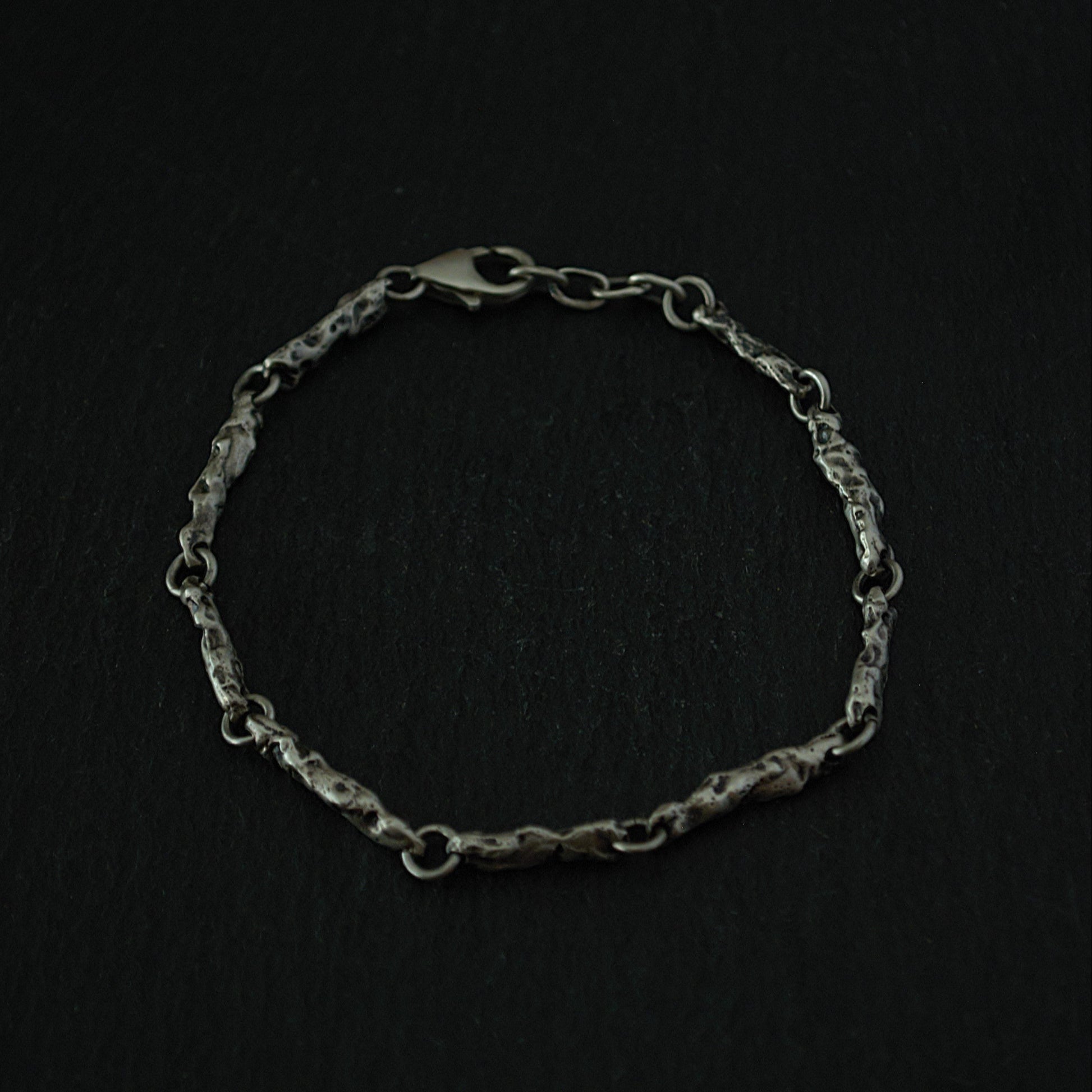 Bracelet Érosion en argent 925 brut fait main – Fonte au sable – Design organique texturé bracelet brut pour homme- bracelet brut pour femmes - bracelet en argent organique- bracelet cadeau homme 