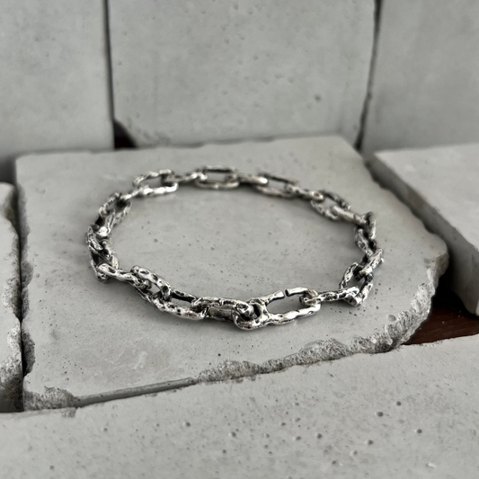 Bracelet Fonte Bijoux, chaîne en argent 925, fonte au sable, Rennes