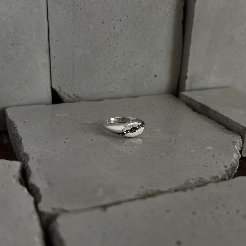 Bague Canyon en argent 925, sillons texturés sur plateau lisse