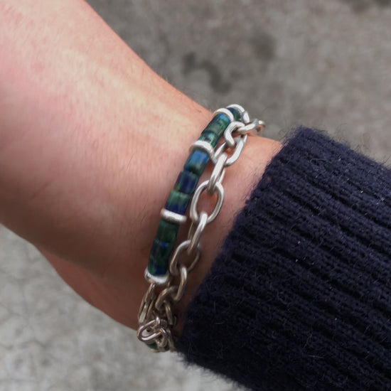 Bracelet argent perle lapis-lazuli 