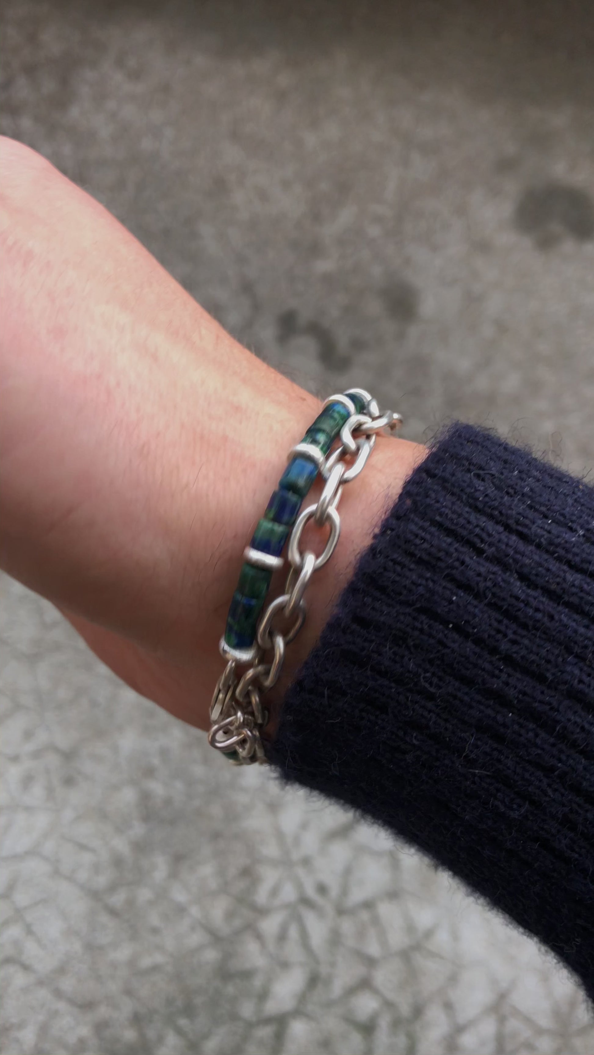 Bracelet argent perle lapis-lazuli 